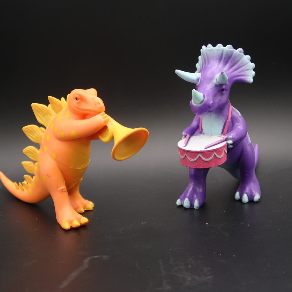 Ankyo Marching Band Dinosaurs Party Animals Set of 2 Vtg Stegosaurus Triceratops